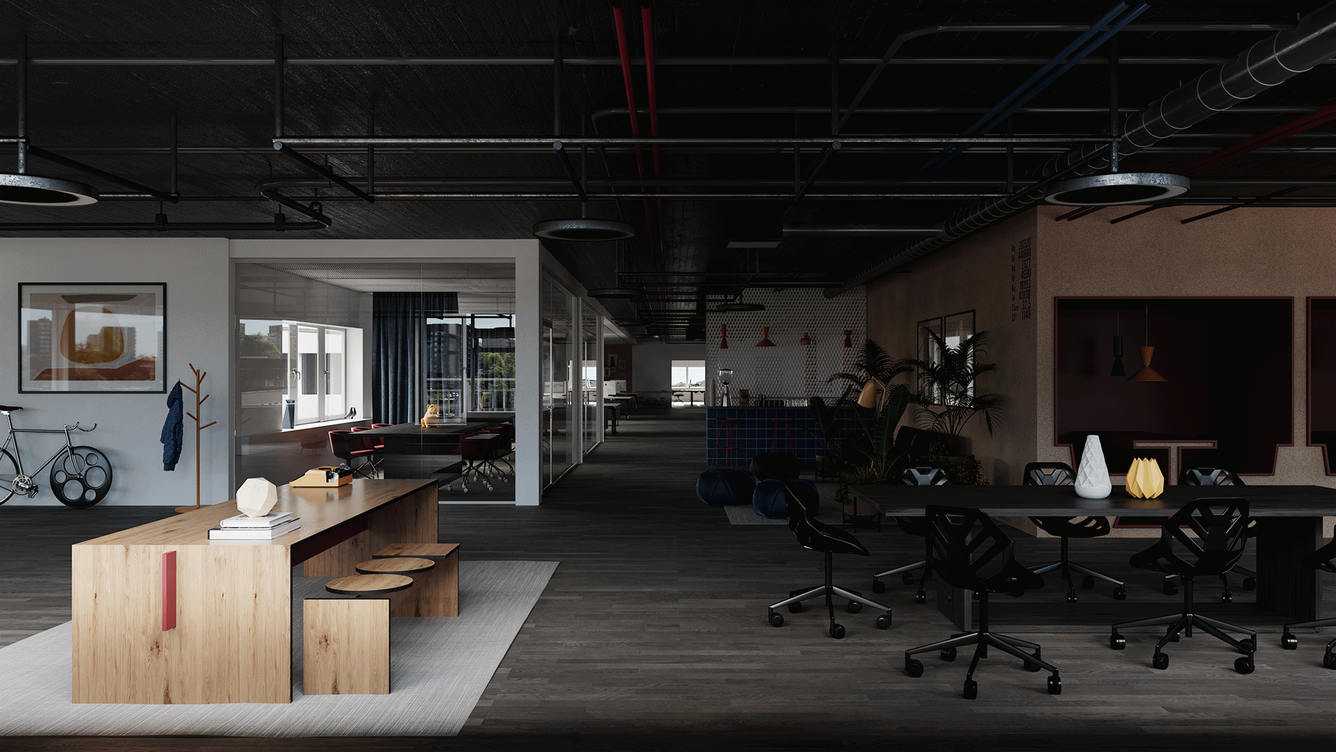 所有光源组合渲染成图用corona渲染.